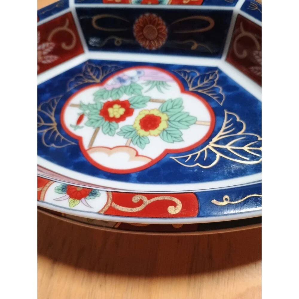 Dynasty Imari 5 Section Divided Server Lazy Susan Revolving Appetizer Platter